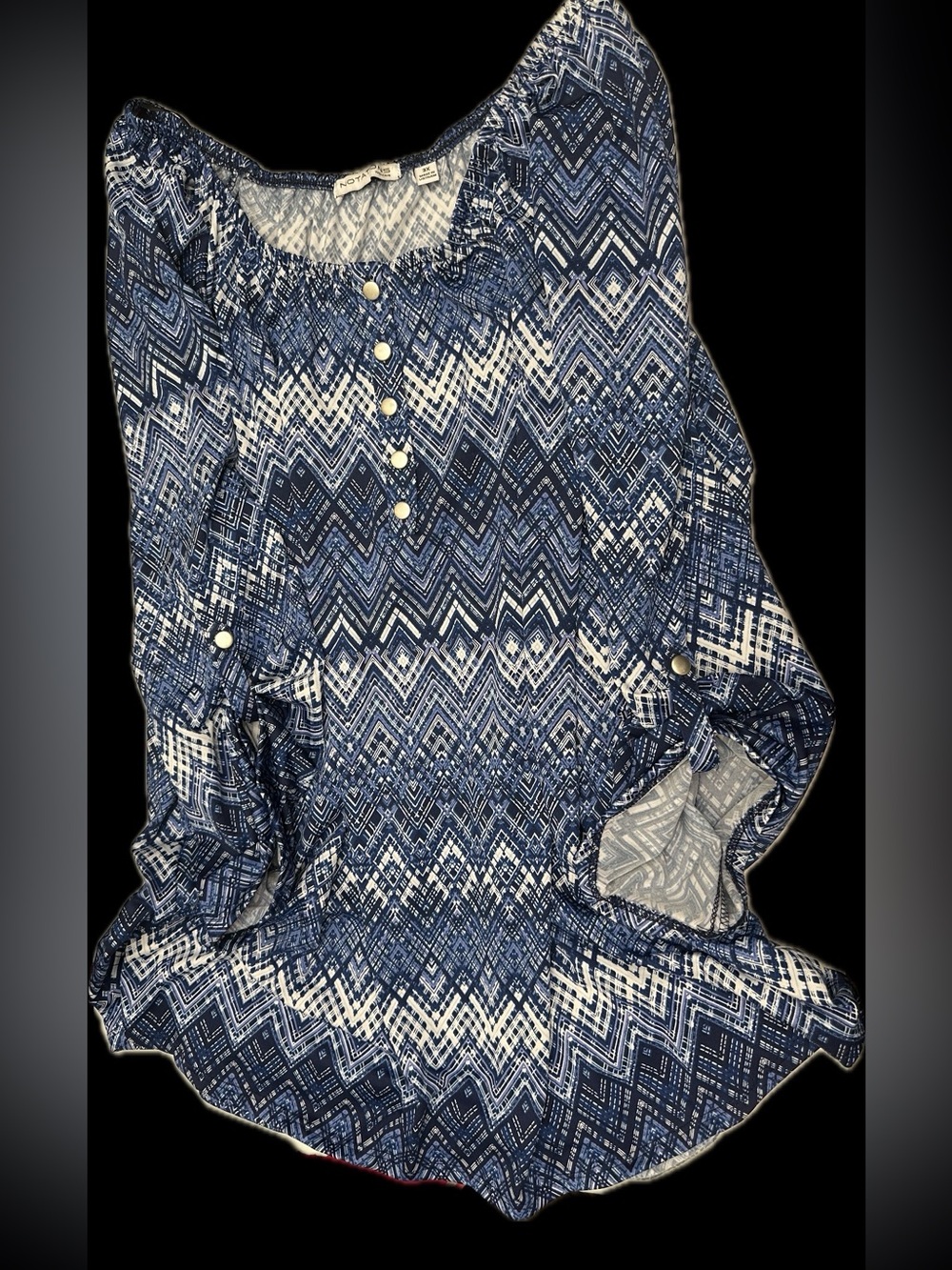 Notations Blue and White Geometric Top/Blouse*Sz~3X*GUC